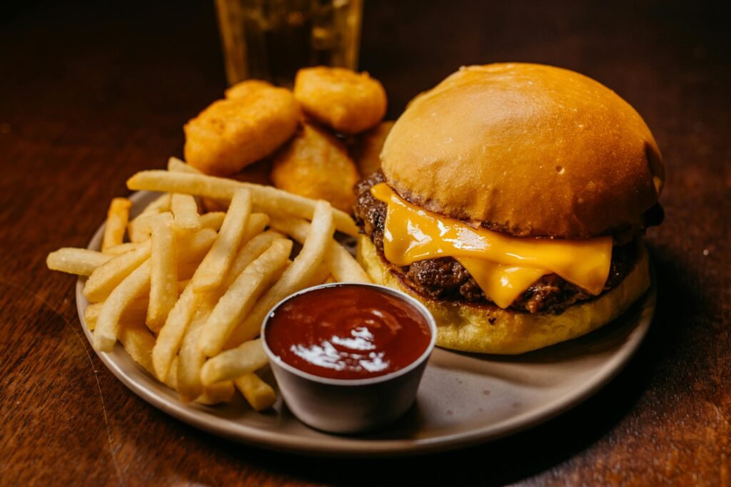 Burger with fries