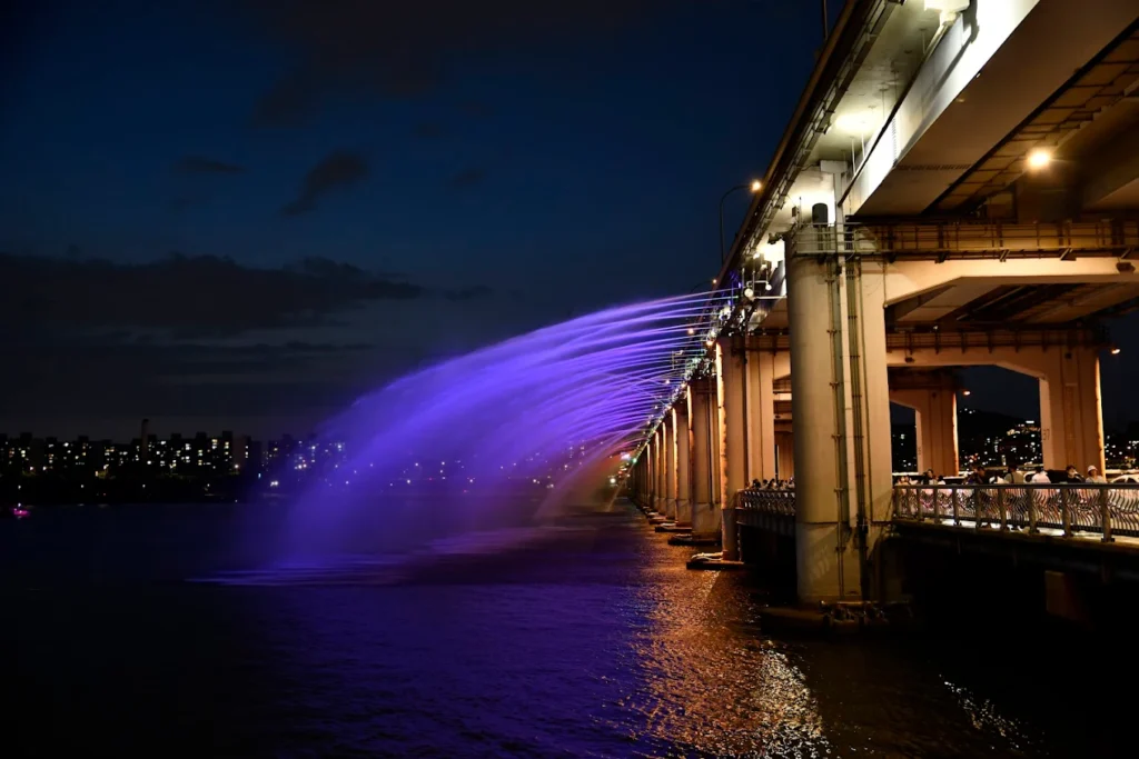 Banpo Bridge Rainbow Fountain South Korea